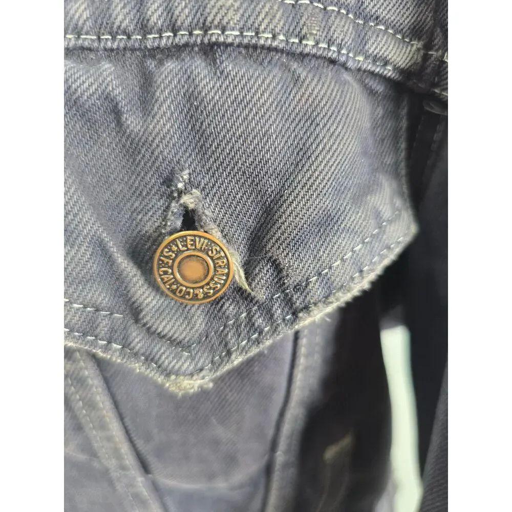 Custom Distressed Jean 90s Grunge‎ Patchwork Painted Denim Levis Trucker Jacket - Picture 10 of 15
